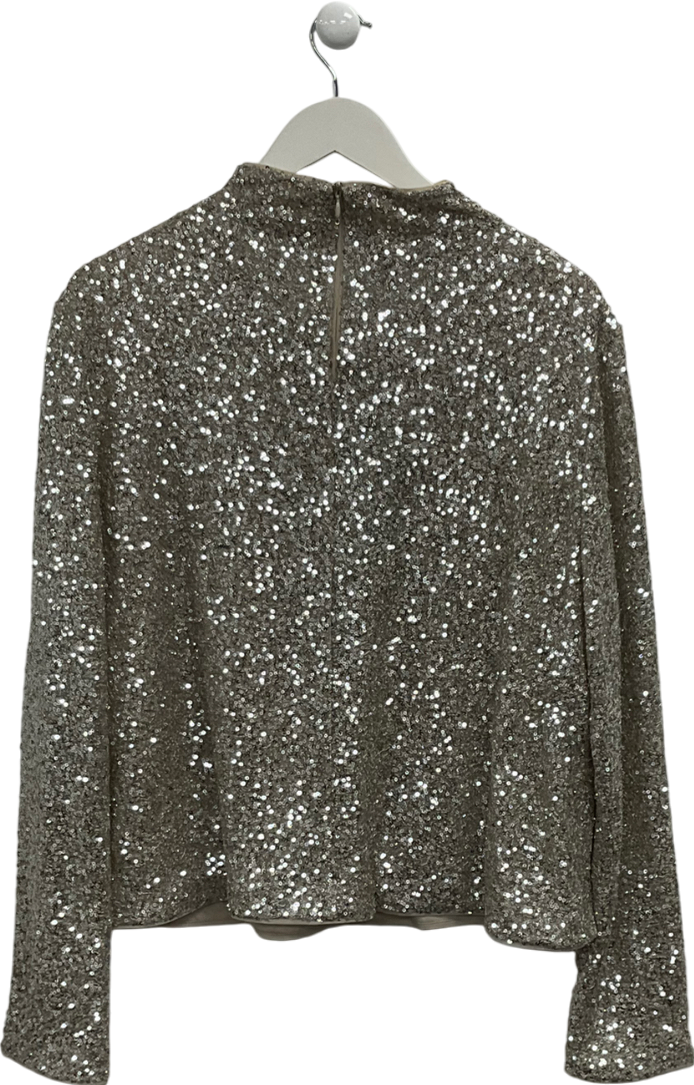 H&M Metallic Sequin High Neck Top UK XL