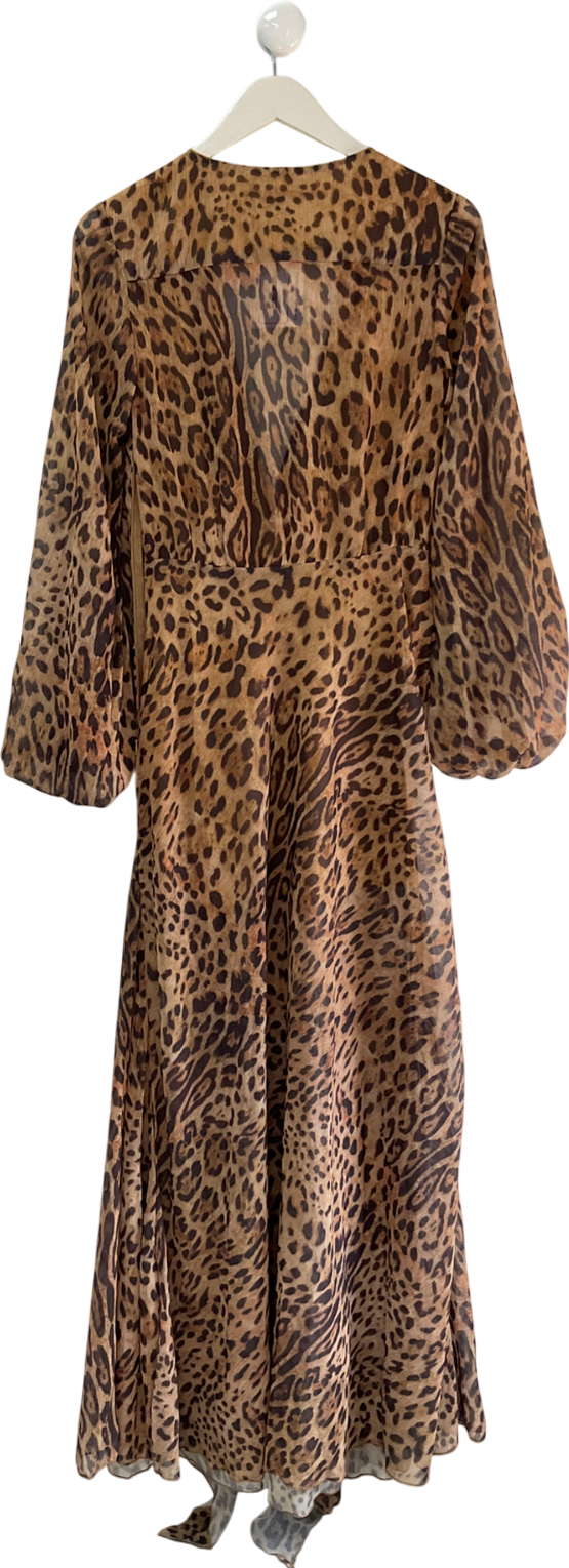 Fashion Nova Brown Allison Leopard Maxi Dress UK S