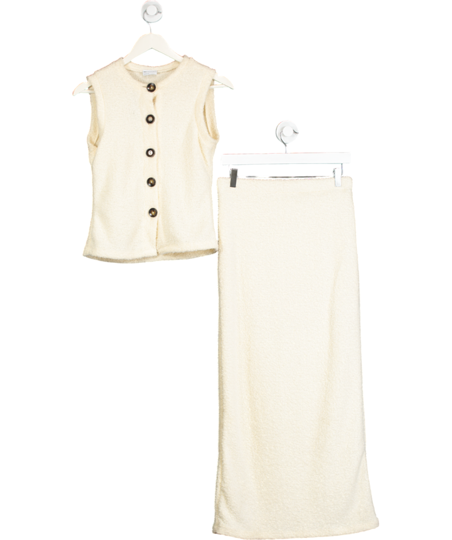 ASOS Cream Design Fluffy Knit 2-piece Top & Maxi Skirt Set UK S