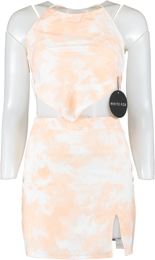 White Fox Boutique Orange In Focus Mini Skirt And No Guilt Crop Top UK S