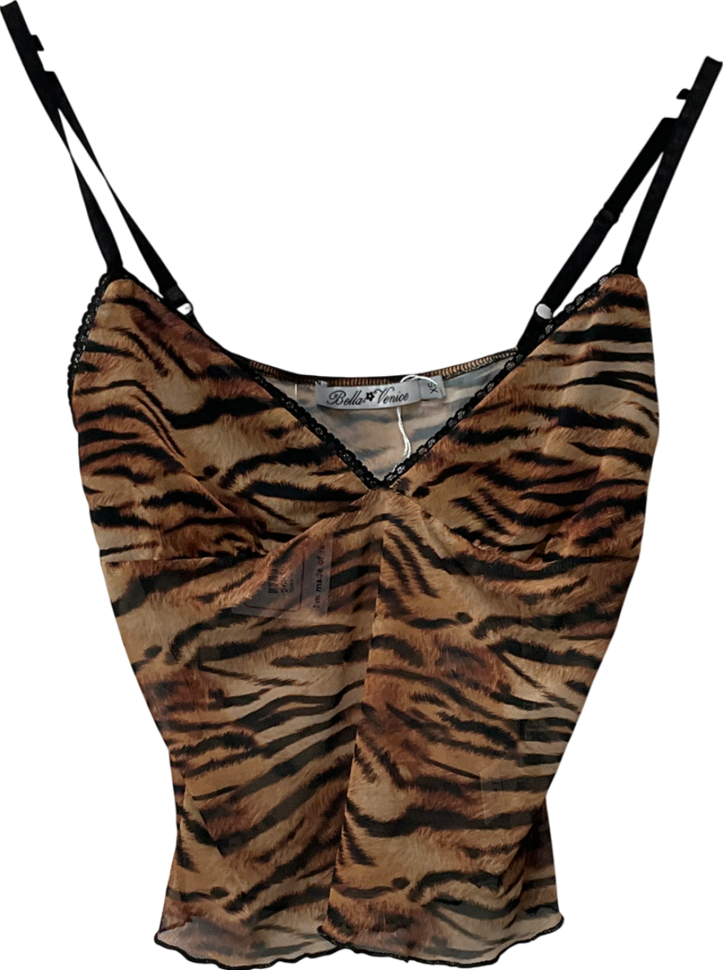 Bella & Venice Brown Gigi Top In Tiger UK XS