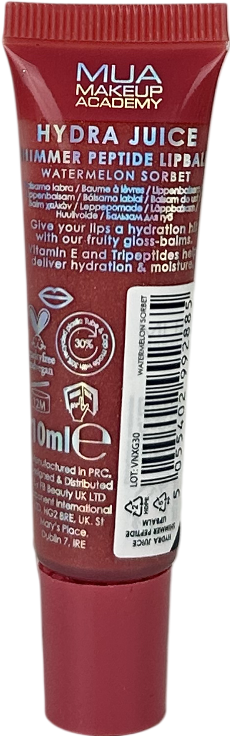 MUA Makeup Academy Hydra Juice Shimmer Peptide Lip Balm Watermelon Sorbet 10ml