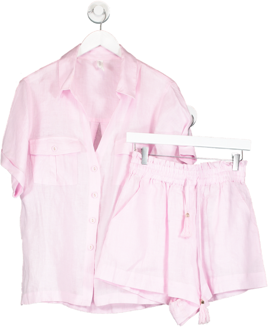 kivari Pink Linen Shirt And Shorts Set UK 10