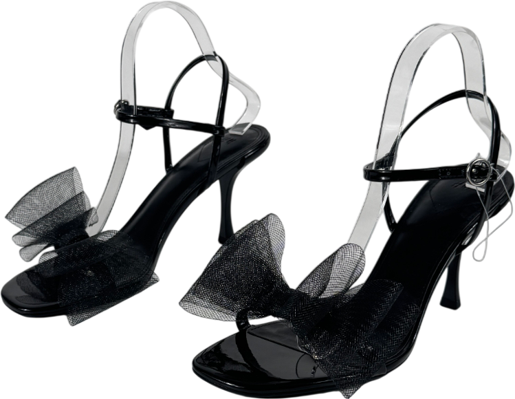 H&M Bow Detail Heeled Sandal Black UK 6 EU 39 👠
