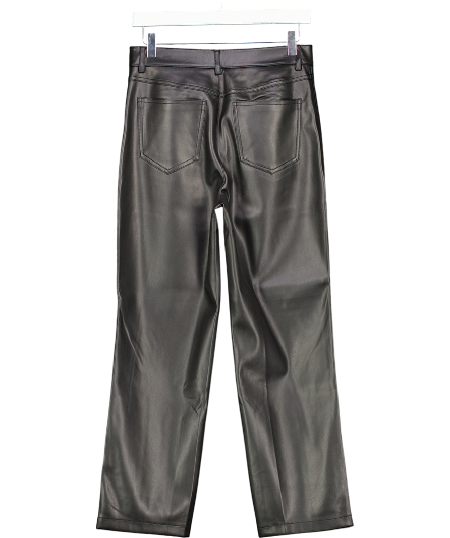 MANGO Black Leather-effect Straight Trousers UK 8