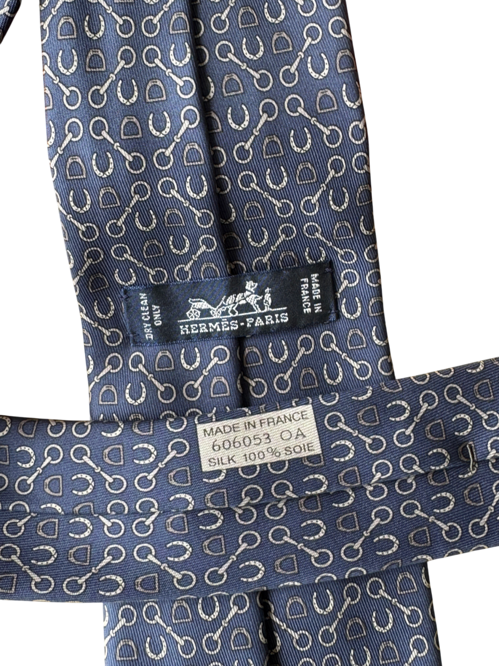 Hermès Blue 100% Silk Horsebit Neck Tie 606053