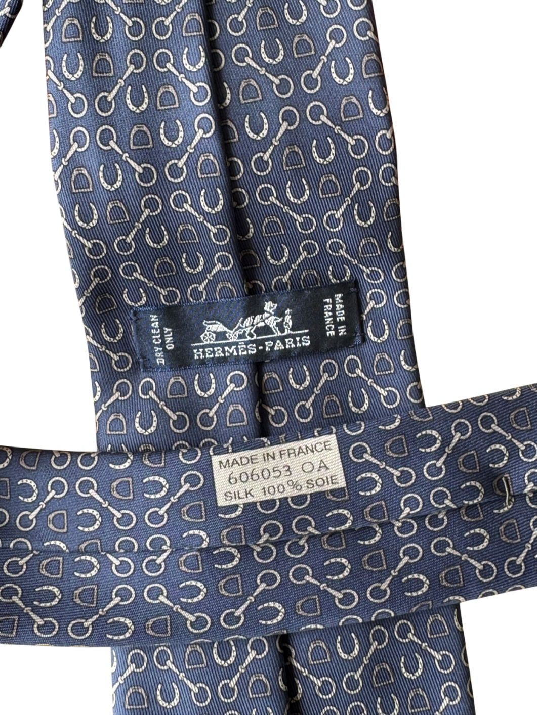 Hermès Blue 100% Silk Horsebit Neck Tie 606053
