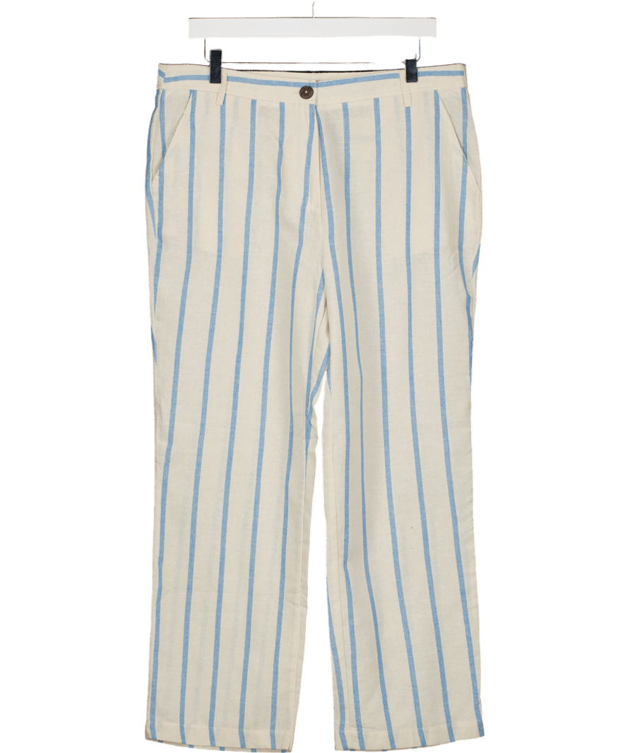 Uptown Cream Trousers With Blue Stripe W36 - Reliked