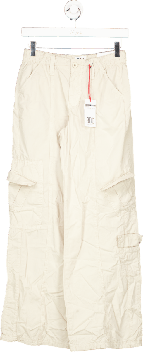 Urban Outfitters BDG Cream Y2K Cargo Low Rise Utility Styling Relaxed Fit Trousers XS - Reliked