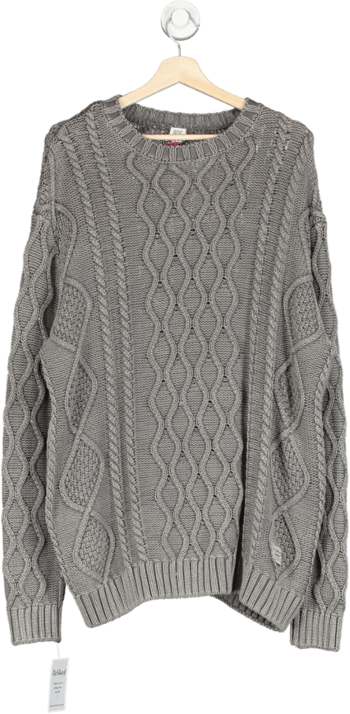 Urban Outfitters BDG Jeans Grey Knitted cable knit Crewneck Jumper UK M - Reliked