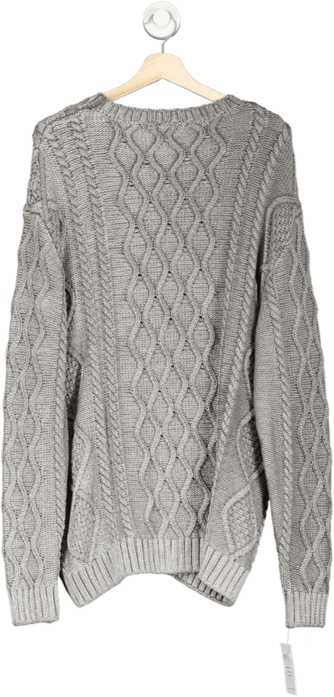 Urban Outfitters BDG Jeans Grey Knitted cable knit Crewneck Jumper UK M - Reliked