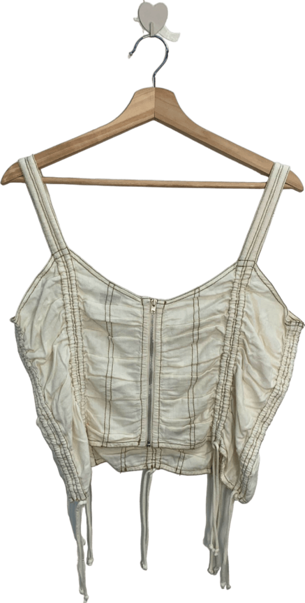 Urban Outfitters BDG Off - White Ruched Crop Top UK L - Reliked