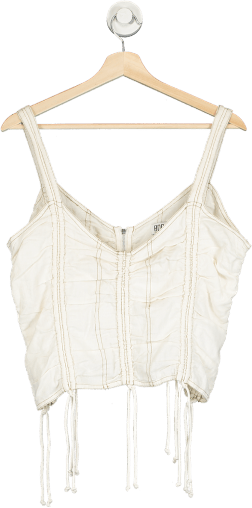 Urban Outfitters BDG Urban Outfitters Cream Ruched Sleeveless Crop Top L - Reliked