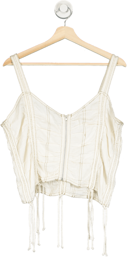 Urban Outfitters BDG Urban Outfitters Cream Ruched Sleeveless Crop Top L - Reliked