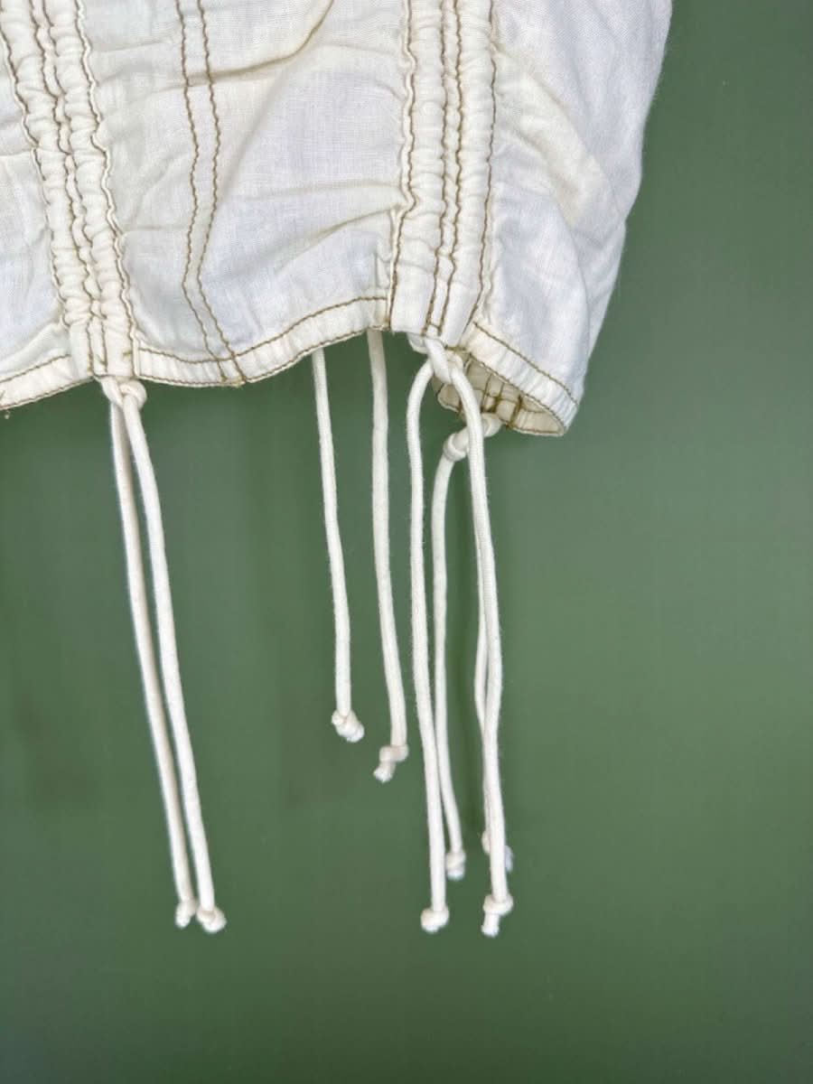 Urban Outfitters BDG Urban Outfitters Cream Ruched Sleeveless Crop Top L - Reliked