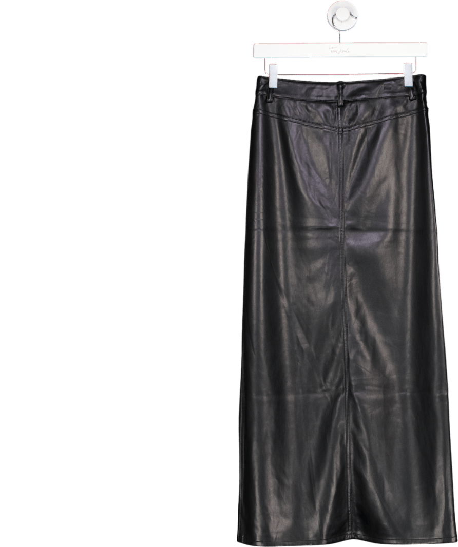 Urban Outfitters Black Split Front Faux Leather Maxi Skirt UK XS - Reliked