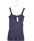 Urban Outfitters Blue Navy Pinstriped Pleat Skirt Mini Dress UK M - Reliked