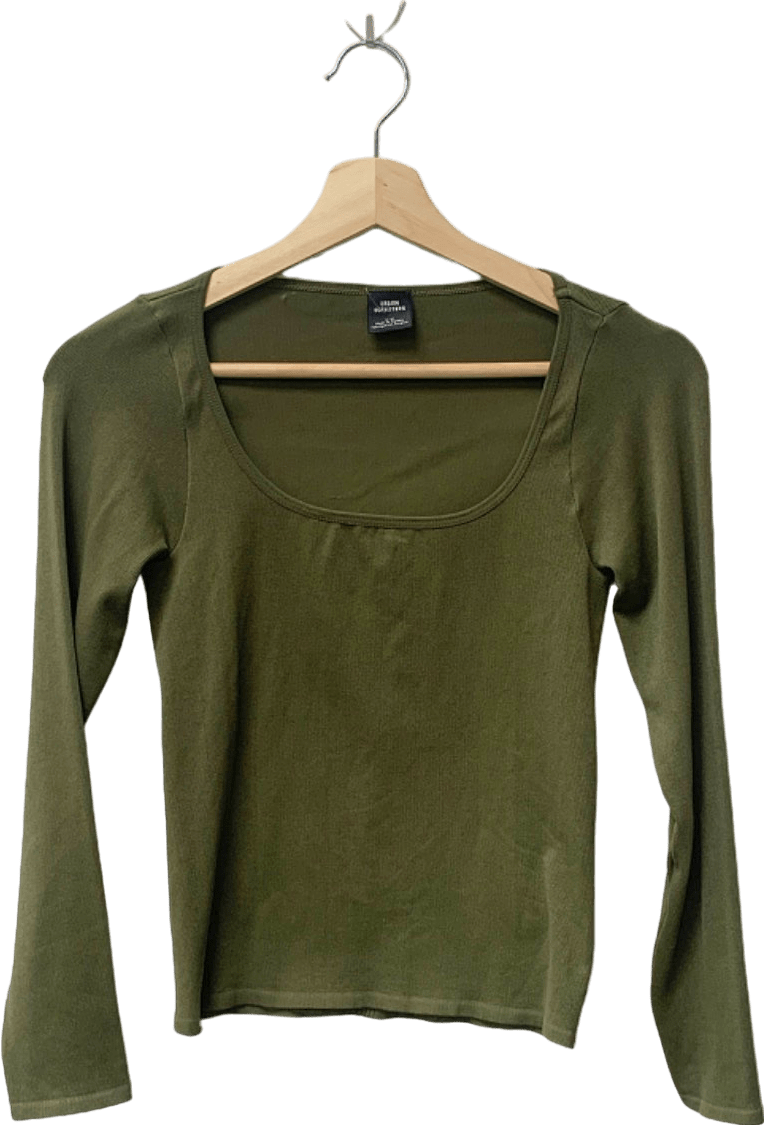 Urban Outfitters Olive Green Ribbed Long Sleeve Top L - Reliked