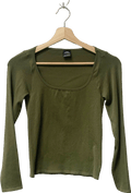 Urban Outfitters Olive Green Ribbed Long Sleeve Top L - Reliked