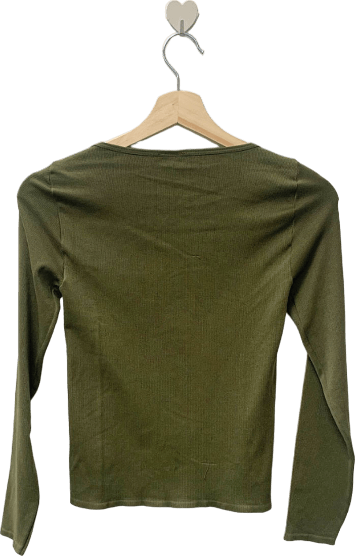 Urban Outfitters Olive Green Ribbed Long Sleeve Top L - Reliked