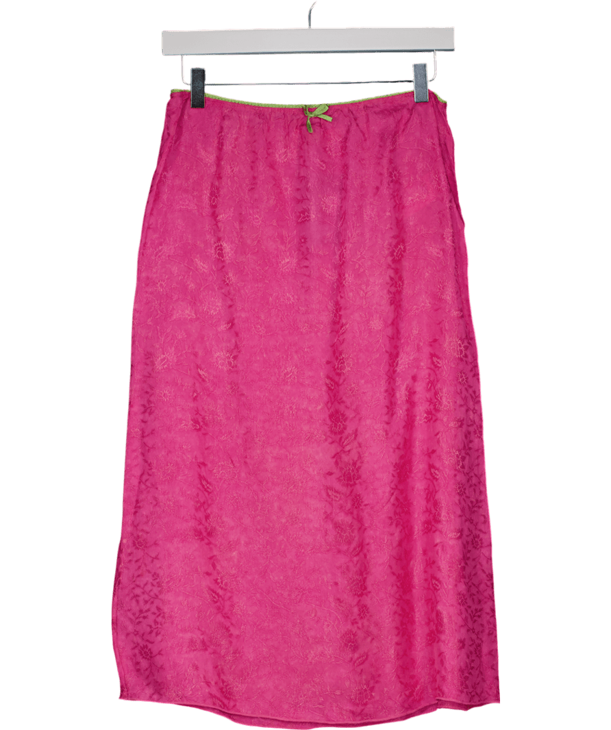 Urban Outfitters Pink Floral Satin Midi Skirt UK S - Reliked