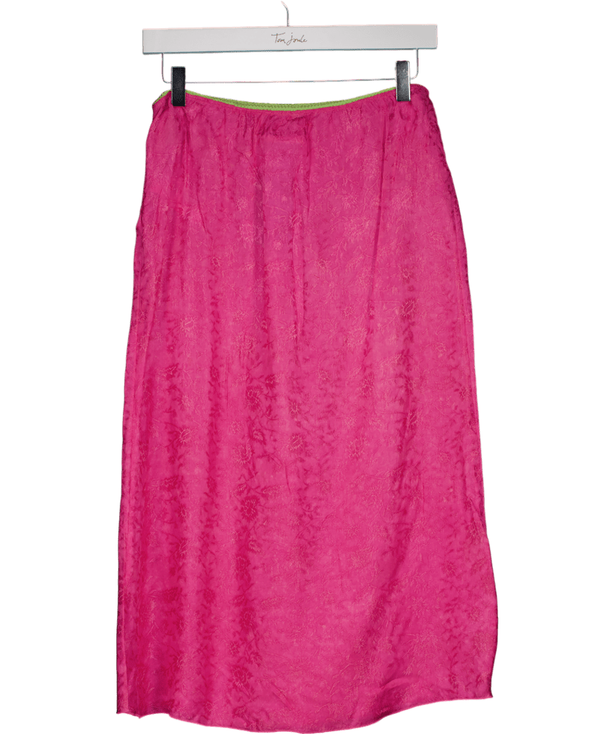 Urban Outfitters Pink Floral Satin Midi Skirt UK S - Reliked