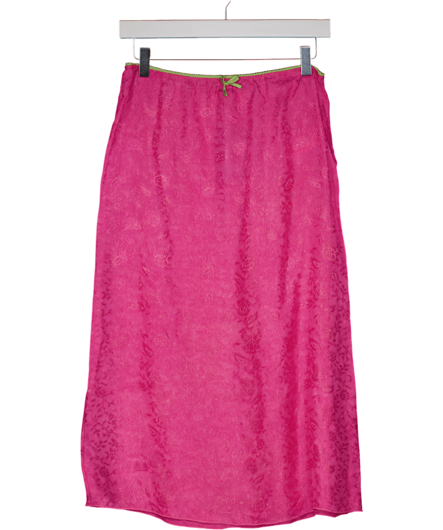 Urban Outfitters Pink Floral Satin Midi Skirt UK S - Reliked