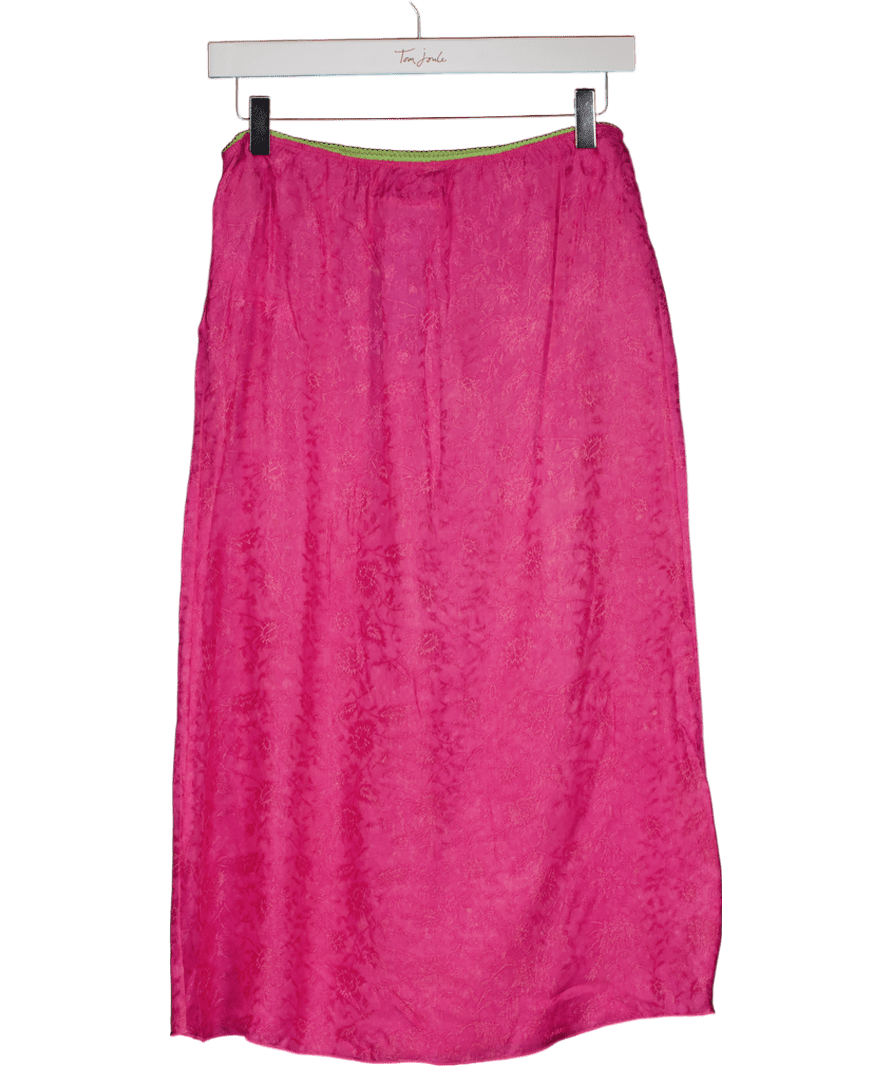 Urban Outfitters Pink Floral Satin Midi Skirt UK S - Reliked