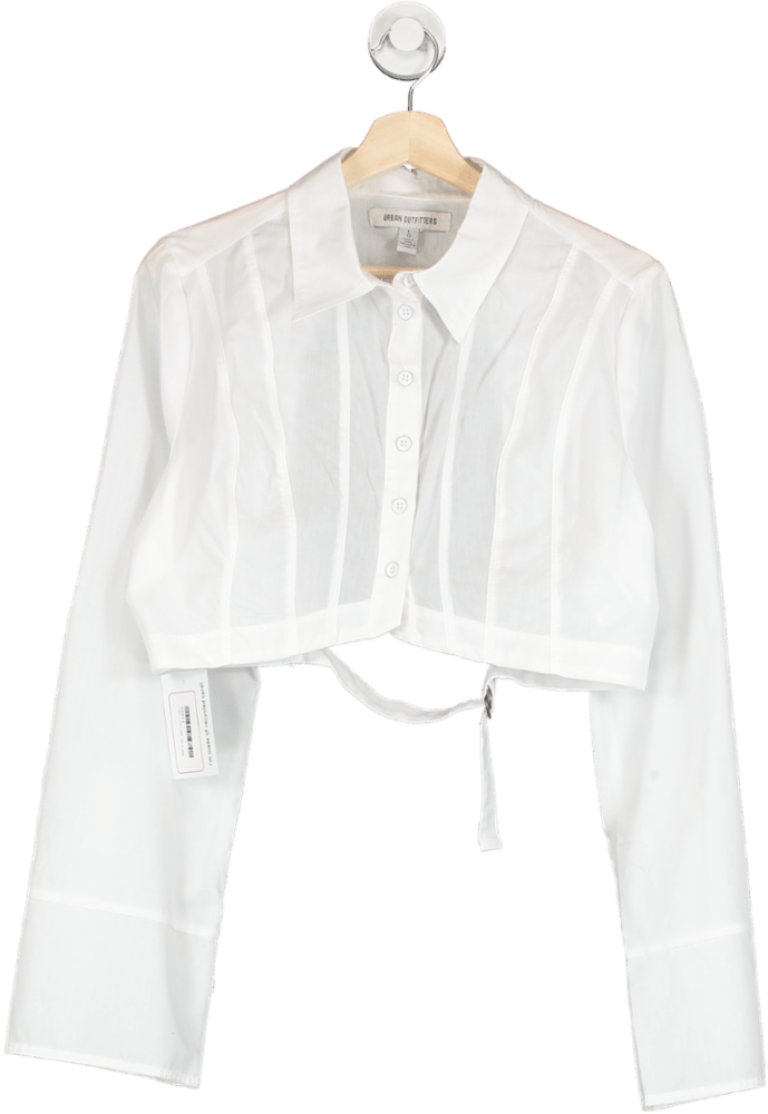 Urban Outfitters White Cropped OPEN BACK Button - Up Shirt UK L - Reliked