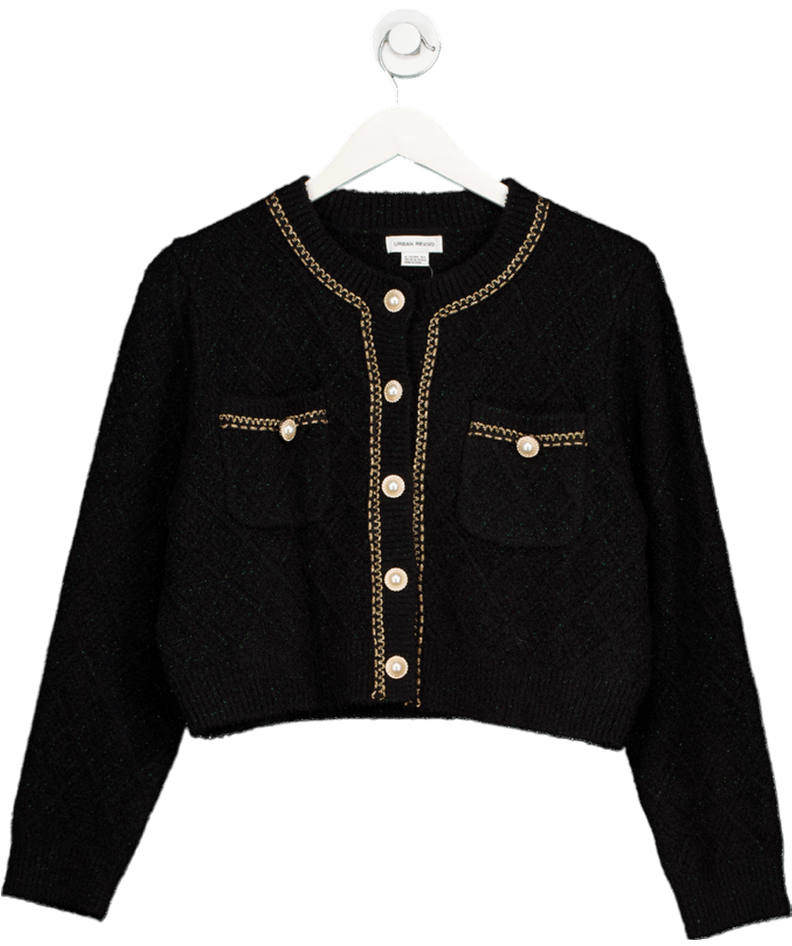 Urban Revivo Black Multi - pocket Tweed Jacket UK M - Reliked