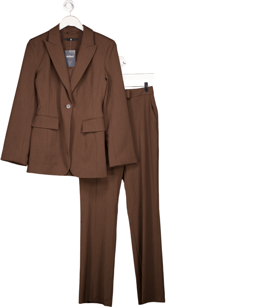V by Very 2 - piece Brown Sculpted Blazer And Clean Trousers UK 8 - Reliked