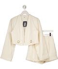 V by Very 2 - piece Cream Cropped Detail Blazer And Shorts UK 8 - Reliked