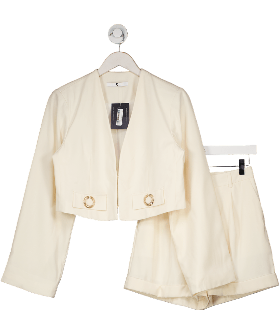 V by Very 2 - piece Cream Cropped Detail Blazer And Shorts UK 8 - Reliked