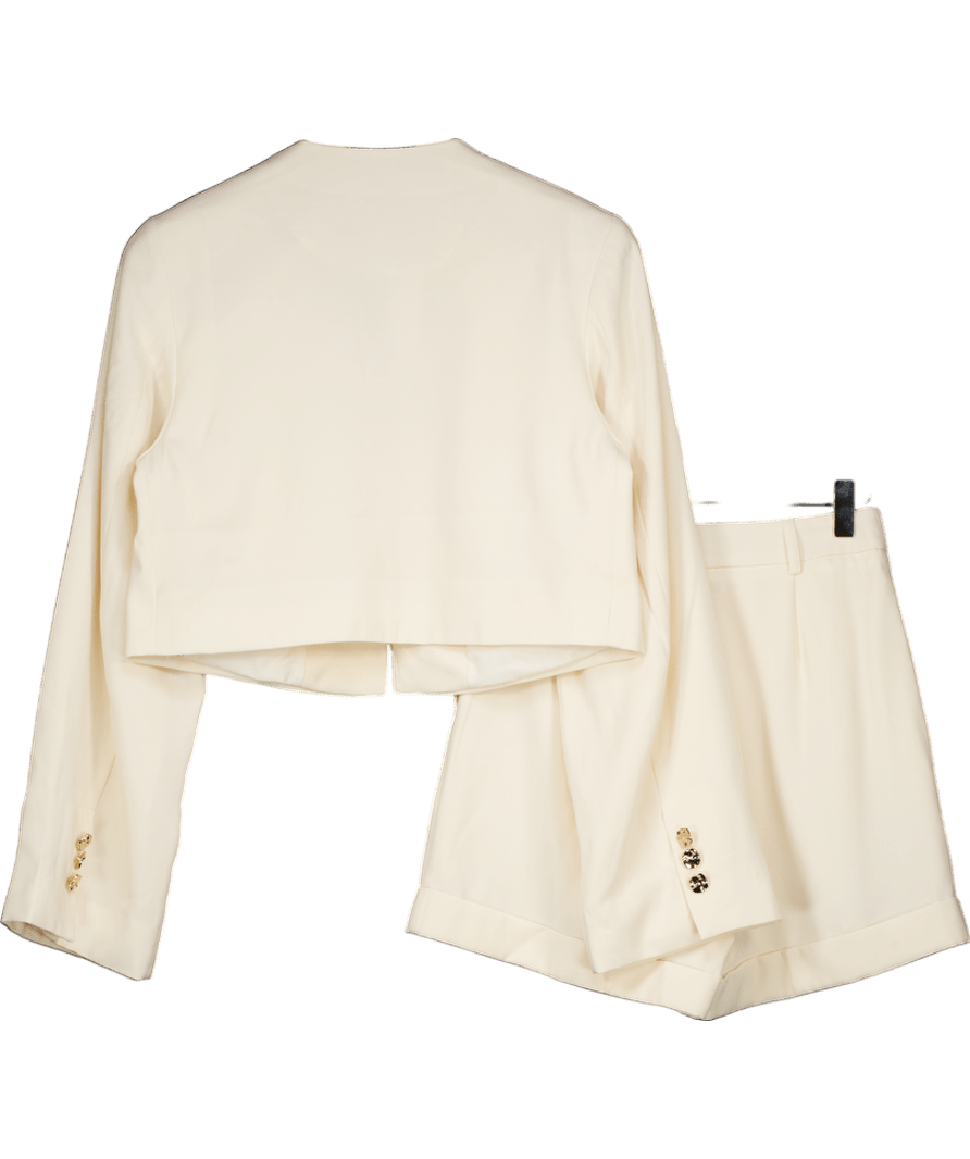 V by Very 2 - piece Cream Cropped Detail Blazer And Shorts UK 8 - Reliked