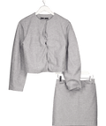 V by Very 2 - piece Grey Round Neck Jacket And Skirt UK 8 - Reliked