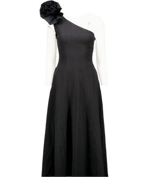 V By Very Black One Shoulder Corsage Midaxi Dress UK 8