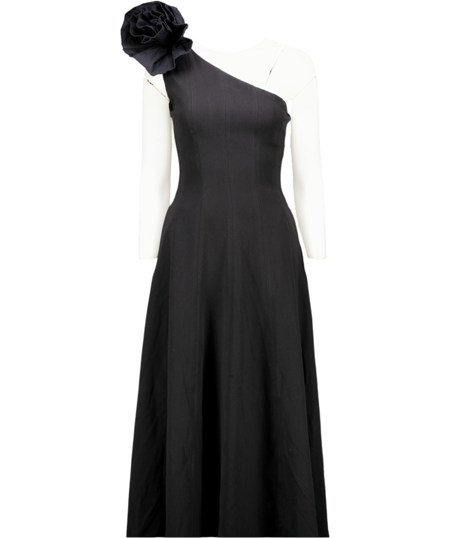 V By Very Black One Shoulder Corsage Midaxi Dress UK 8 - Reliked