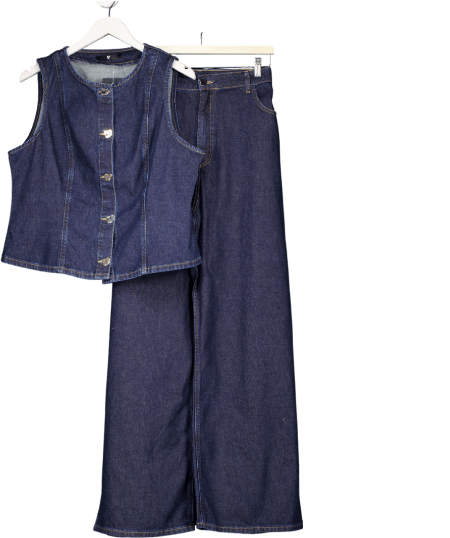 v by very Blue 2 - piece Seam Detail Denim Top Uk 18 And Jeans UK 20 - Reliked