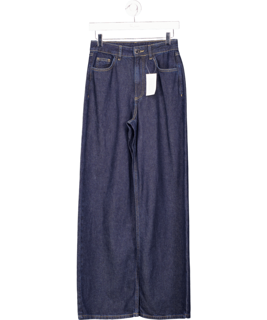 V By Very Blue Button Detail Wide Leg Jeans UK 8 - Reliked