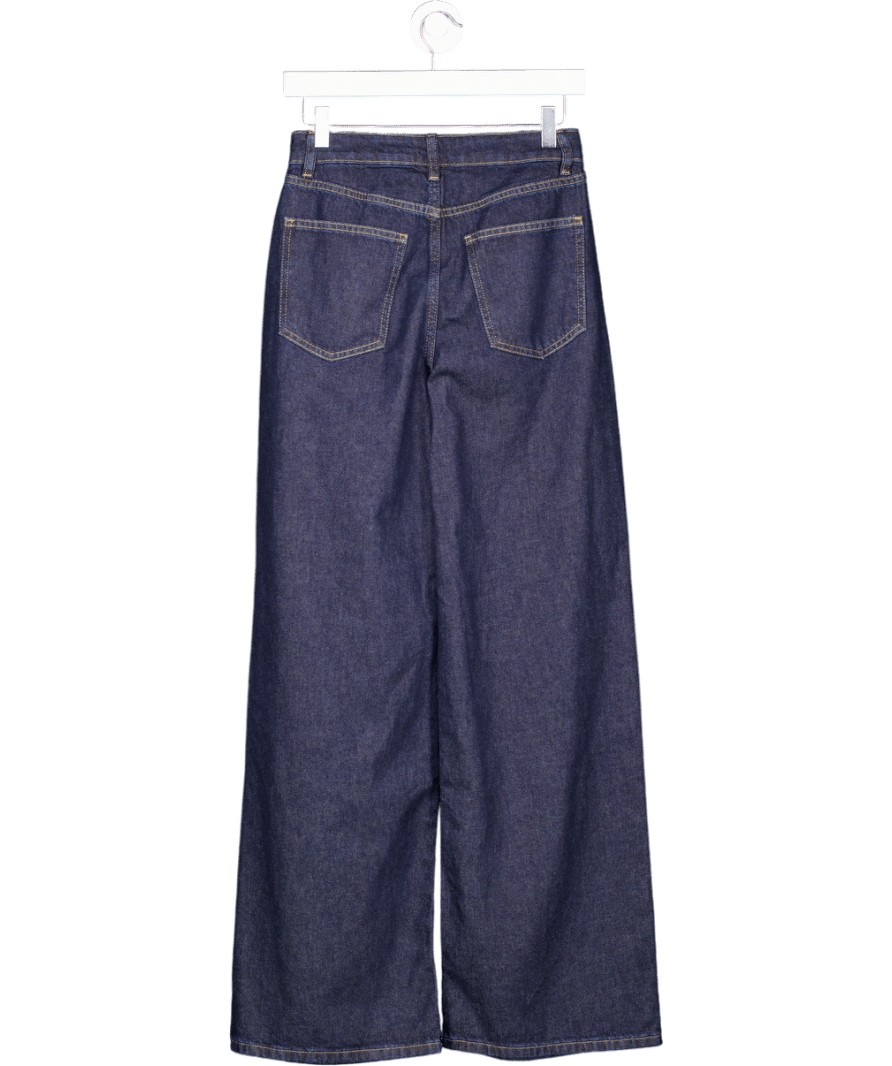 V By Very Blue Button Detail Wide Leg Jeans UK 8 - Reliked