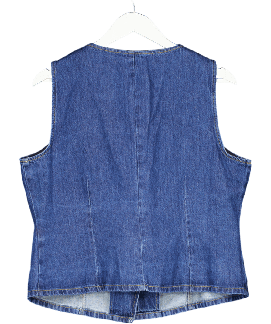V by Very Blue Denim Asymmetric Button Co - ord Top - Mid Wash UK 18 - Reliked