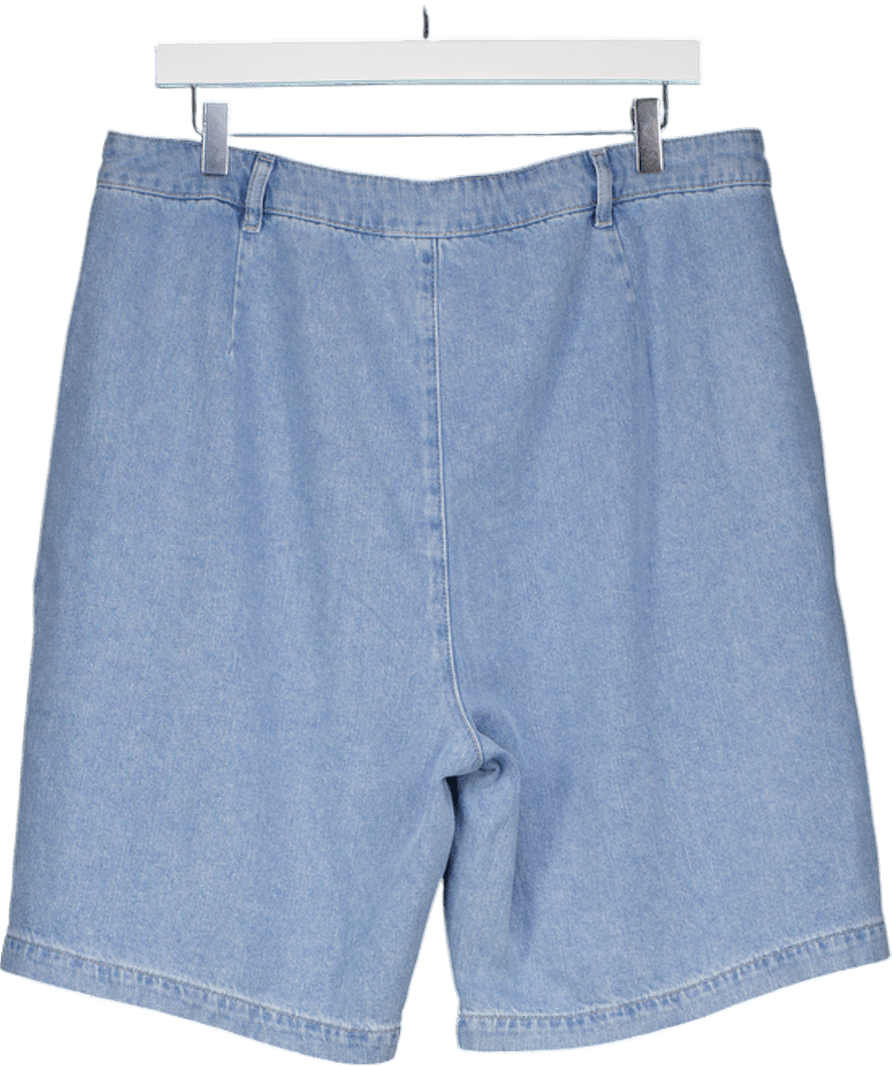 V by Very Blue Soft Denim Pleat Shorts - Mid Wash UK 18 - Reliked