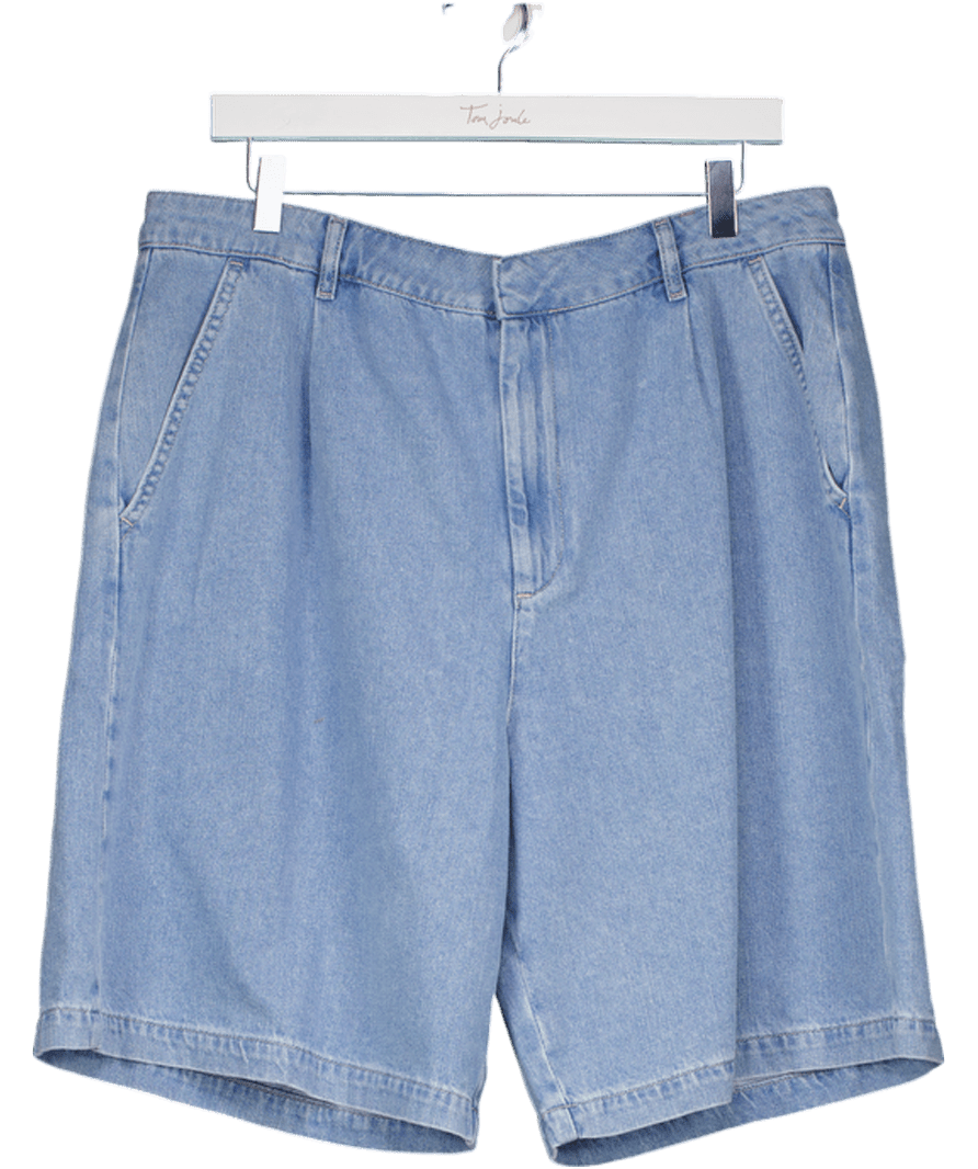 V by Very Blue Soft Denim Pleat Shorts - Mid Wash UK 18 - Reliked