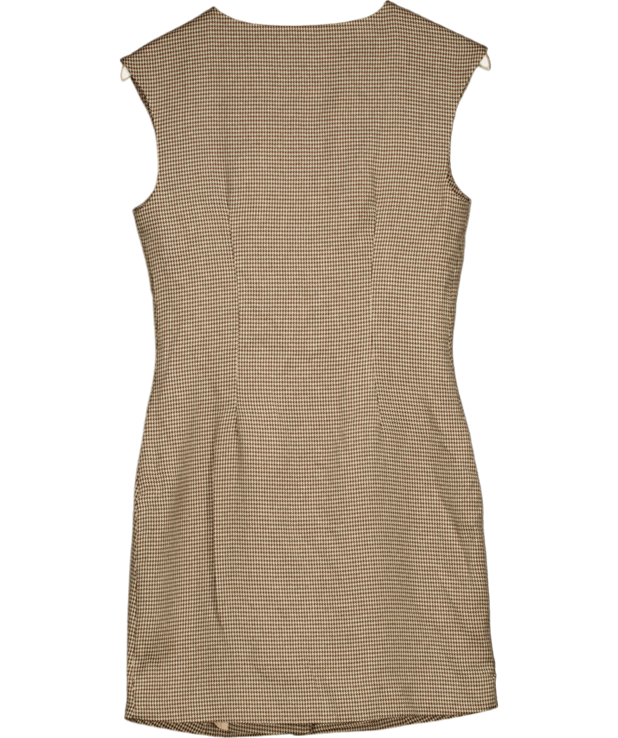 V by very Brown Check Button Down Mini Dress UK 8 - Reliked