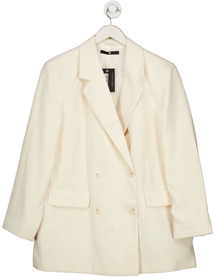 V by Very Cream Double Breasted Longline Blazer UK 16 - Reliked