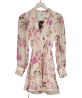 V by Very Cream Floral Belted Mini Dress - Print UK 8 - Reliked