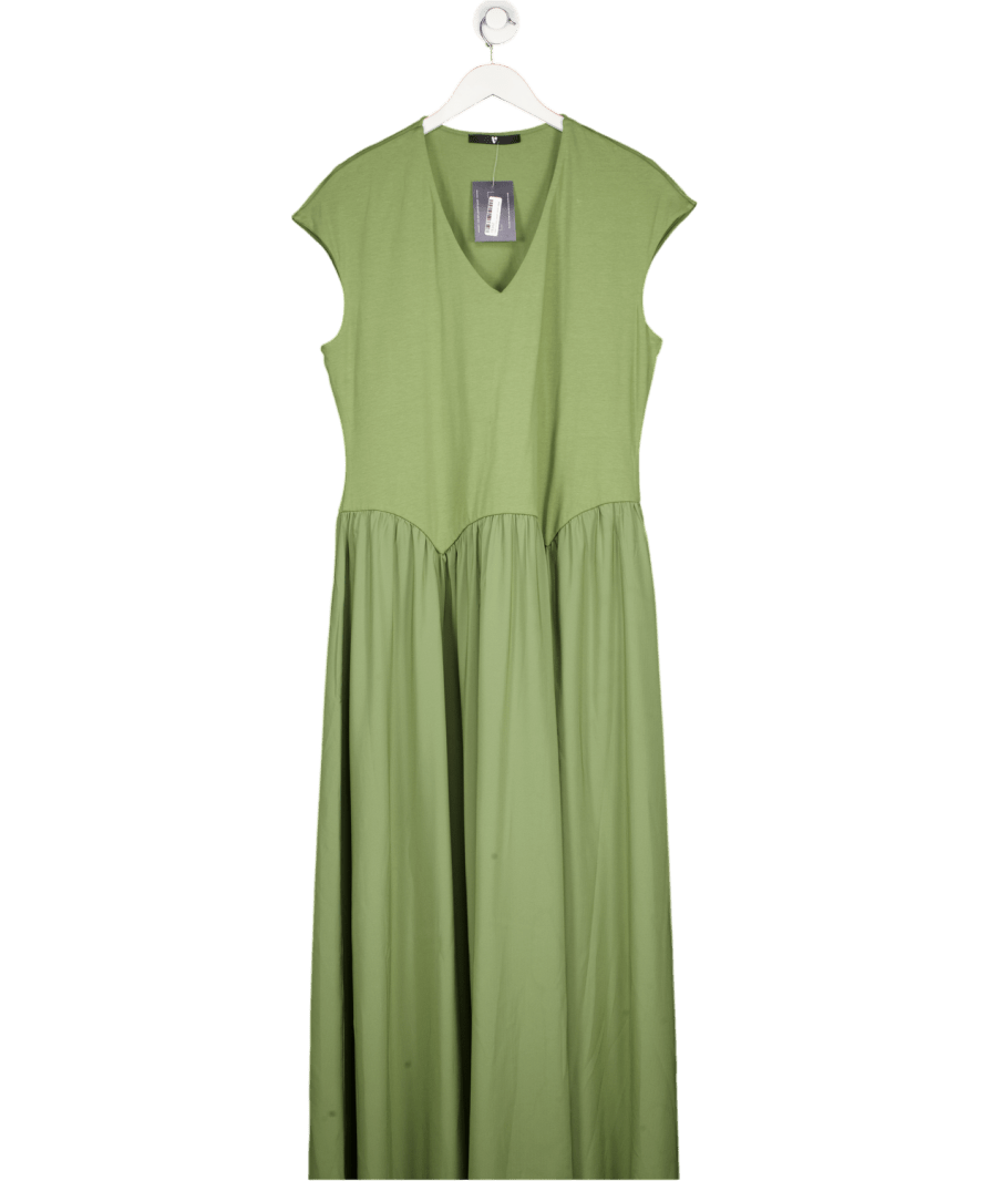 V by Very Green Khaki Scalloped Waistline Midi Dress UK 18 - Reliked