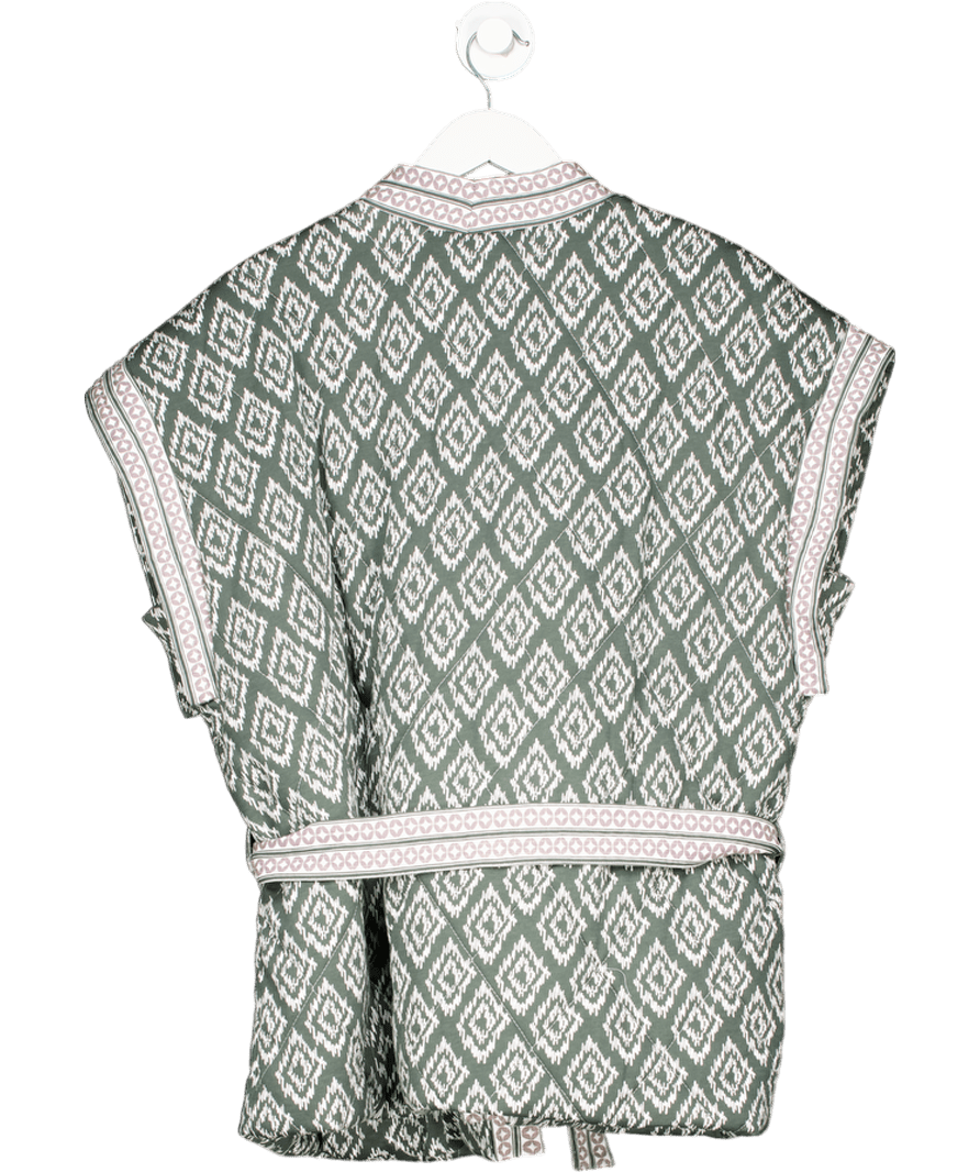 V by Very Grey Ikat Quilted Sleeveless Belted Gilet UK 18 - Reliked