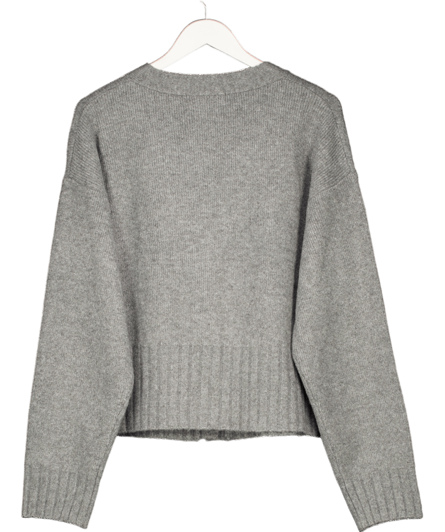 V by Very Grey V - neck Cardigan With Gold Button Detail UK L - Reliked