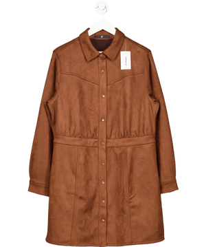 V by Very Long Sleeve Suedette Western Dress - Chocolate - Brown UK 18
